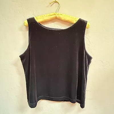 Vintage Carol Anderson California Black Velvet Sleeveless Crop Tank Top Large • $21.12