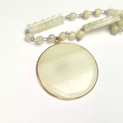 Vintage Boho Agate Pendant Big Circle Necklace Mexican Festival Jewellery  • £18