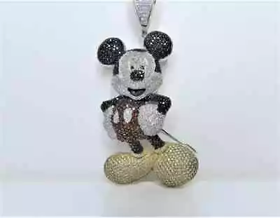 Mickey Mouse Men Charm Pendant Round Cut Simulated Diamond 14k White Gold Plated • $531.99