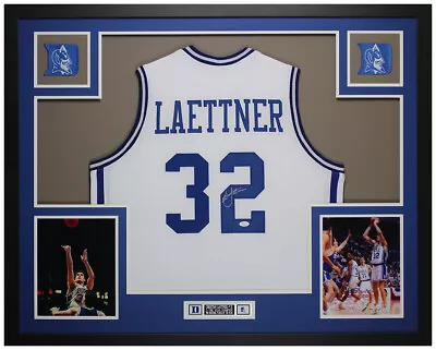 Christian Laettner Autographed & Framed White Duke Jersey Auto JSA Cert • $550