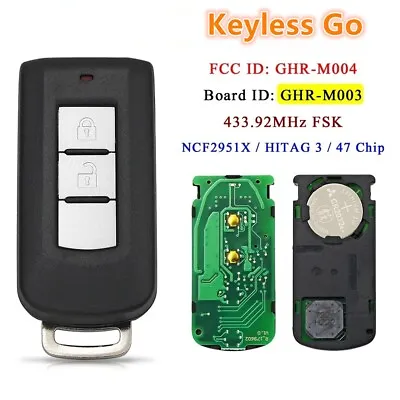 Keyless Go Key 433MHZ ID47 Chip For Mitsubishi Pajero Sport L200 Montero Outland • $66.92