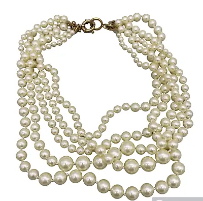 J. Crew Multi-Strand Pearl Collar Necklace Spring Ring Closure 20inch • $27.20