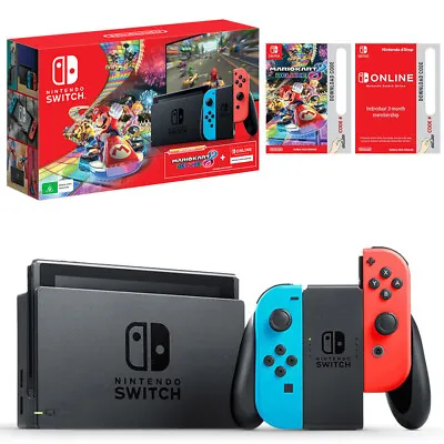$444.95 • Buy Nintendo Switch Neon Joy-Con Console With Mario Kart 8 Deluxe & 3 Months Online