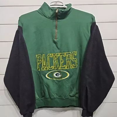 Vtg Chalk Line Green Bay Packers NFL Football 1/4 Zip Sweatshirt Mens Size Large • $29.95