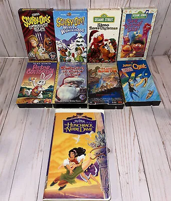 Lot Of 9 Vintage VHS Kids Tapes Sesame Elmo Hunchback Scooby Yogi Jonny Quest • $8
