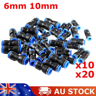 6mm 10mm Pneumatic Push In Fitting Air Water Hose Pipe Connector Straight 10/20X • $7.89