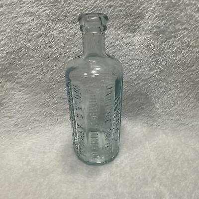 Vintage Glass  atwood's Sided Jaundice Bitters Moses  Medicine Bottle Green Tint • $17.95