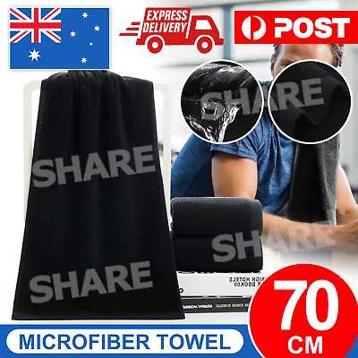 $5.45 • Buy Microfiber Towel GYM Sport Footy Travel Camping Swimming Drying Microfibre Black