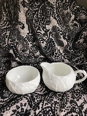 Coalport Milk Jug And Sugar Bowl Countryware Bone China Cabbage Leaf Design VGC • £22