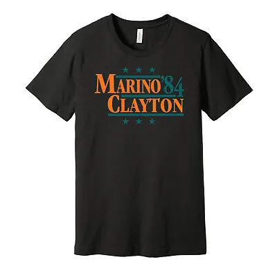 Marino & Clayton '84 Miami Dolphins Fins Football NFL T-Shirt Black 3XL XXXL • £14.99