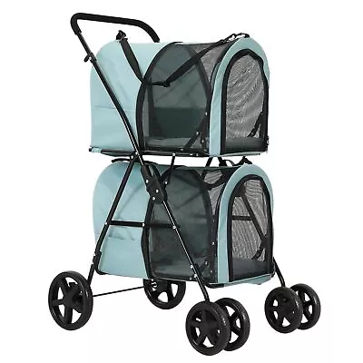 4-in-1 Double Pet Stroller Folodable Pet Travel Cart For Small Medium Dogs/Cats • $129.89