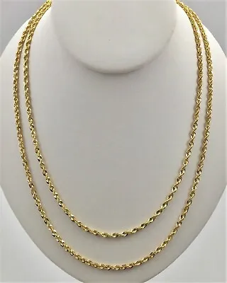 $174.99 • Buy 10K Solid Yellow Gold Necklace Rope Chain 3mm 16  18  20  22  24  26  28  30 
