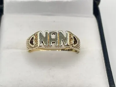 9ct Gold Hallmarked NAN Ring. Goldmine Jewellers. • £122