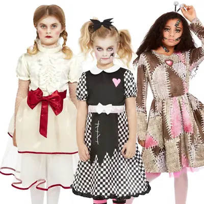 Girls Halloween Doll Fancy Dress Costume Porcelain Broken Rag Doll Outfit Voodoo • £13.99