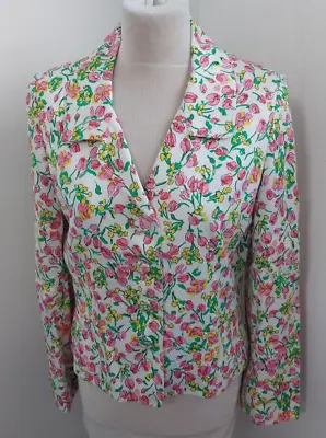 Caroline Charles Floral Lined Jacket In Cotton UK14. Excellent Condition • £20