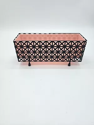 Vintage MCM Pink & Black Vanity Kitchen Bathroom Dresser Storage Box • $29.99