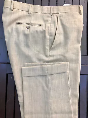 J. Press Wool Trousers Light Tan Flat Front Size 33R 34R • $12
