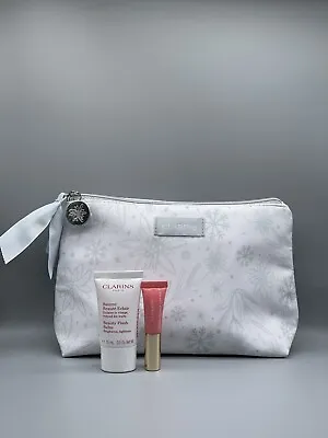 £10.59 • Buy Clarins Beauty Flash Balm & Natural Lip Perfector Cosmetic Pouch Beauty Set