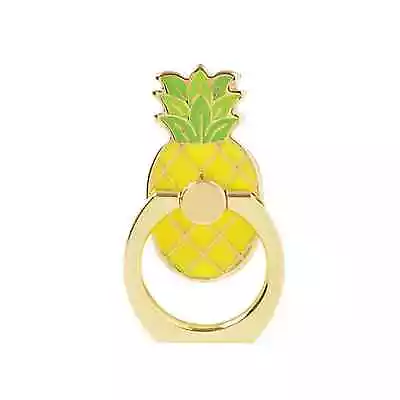 Fun! Pineapple Gold Yellow Enamel Metal Cell Mobile Phone Ring Holder Accessory • $9