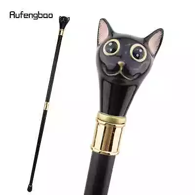 Black Golden Cat Kitten Walking Cane Fashion Knob Walking Stick Crosier 93cm • $42