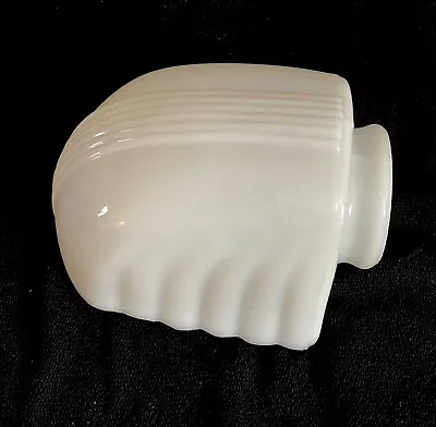 Vintage Art Deco Milk Glass Wall Bathroom Sconce Feather Light Shade  Excel Cond • $28