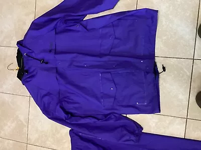 VTG Columbia Rain Suit L Vintage Purple PVC Jacket Pants Waterproof W Brim • $40