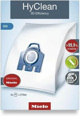 4 Miele Gn Hyclean 3d Efficiency Vacuum Hoover Cleaner Dust Bags & 2 Filters NEW • £25.89