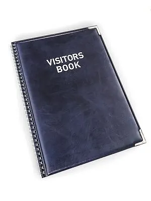 £32.99 • Buy Durable PU Leather GDPR Visitor Book | 100 Name Badges & Security Sheet | Blue
