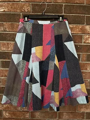 Anthropologie Maeve Geometric Cubist Colorblock Knit Midi Skirt Sz Small $148 • $31