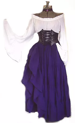 Women's Renaissance Steampunk Outfit Costume Underbust Corset Pirate Wench L Xl • $259.95