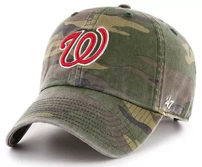 Washington Nationals MLB '47 Camo Clean Up Relaxed Dad Hat Cap Men's Adjustable • $19.99