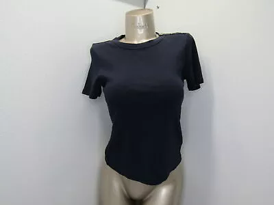 Veronica Beard Women's T-Shirt Top Cotton Button Detail Draya Size Medium Navy • $26