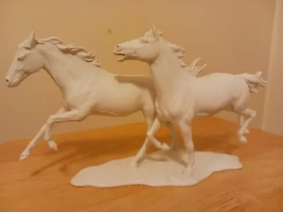 Set Of 2 Kaiser Horse White Bisque Porcelain Signed Bochmann W. Germany  • $210