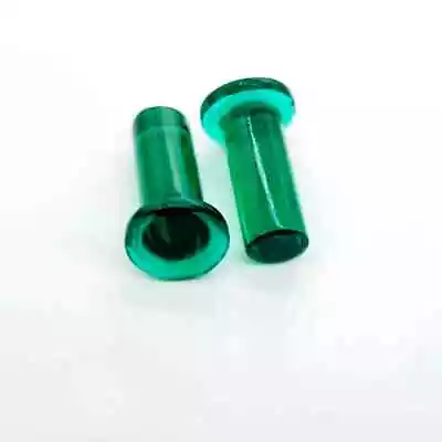 Emerald Glass Stone Handcrafted Single Flare Ear Piercing Plug Pair Size 8g-25MM • $27