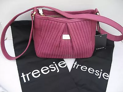 $39.99 • Buy TREESJE Purple Pleated Leather Crossbody Shoulder Purse Original Dust Cover NWT