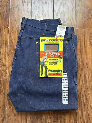 VTG Pro Rodeo Fit Wrangler Mens Jeans Made In USA W40 L30 Denim 13MWZ Dead Stock • $48