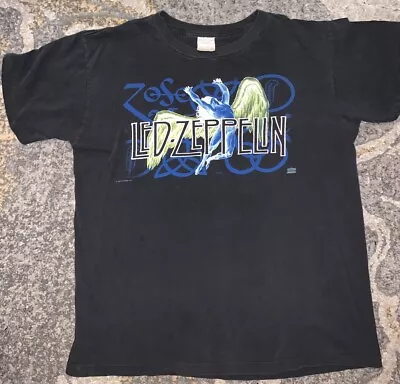 Vintage Led Zeppelin Zoso Band Tee Shirt XL Double Sided Tour Hanes 90s Rock VTG • $55