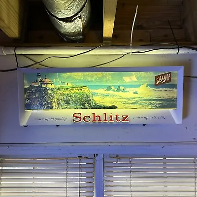 Vintage Schlitz Beer Lighted Bar Sign Circa 1958 Ocean Scene • $199.99