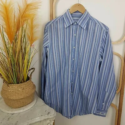 $7 • Buy Massimo Dutti Sport Size 40 Mens Long Sleeve Blue Button Up Work Office Shirt