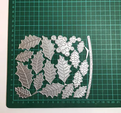 £11 • Buy Large 18pcs (25 Cuts) Embossing Holly Leaves, Branch & Berries Die Set