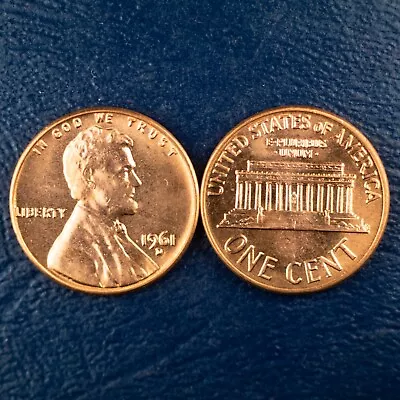 (1) 1961-D Lincoln Memorial Cent Uncirculated Condition BU Red Penny #159 • $1.50