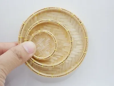 1 Pc Miniature Threshing Basket Bamboo Basket Bag Mini Basket Dollhouse Handmade • $2