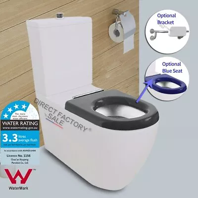 Ceramic Disabled Rimless Toilet Suite Mobility Aged Care Backrest Soft Seat WELS • $235