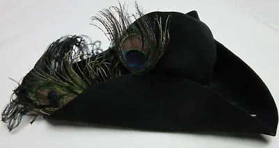 Black Felt Tri-Corn Pirate Hat For Pirate Fests Ren Faires Medieval Fests • $55