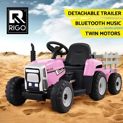 Rigo Kids Electric Ride On Car Tractor Toy Cars 12V Pink • $153.95