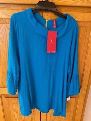 NWT IC International Collection 1X Turquoise Tunic HIGH END BRAND • $39.99