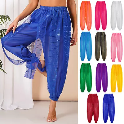 UK Womens Belly Dance Harem Pants Baggy Indian Dance Trousers Festival Costume • £7.99