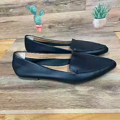 J. Crew Black Leather Loafers Shoes Pointy Toe Women’s Size 7 Casual Work Flats  • $35