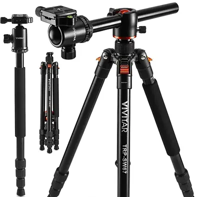 Vivitar 67  Horizontal Arm TRIPOD Plus Monopod 360 Ball Head Travel Lightweight • $69.95