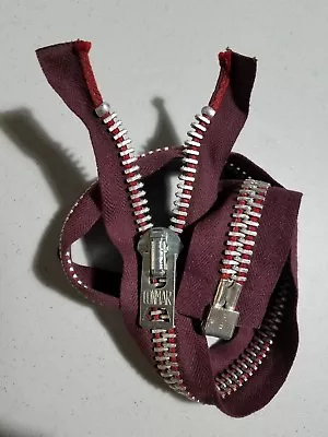 USA/Vtg.1954-65/ CONMAR ZIPPER#10 SEPARATING/ALUMINUM Metal21 /PLUM 2Tone COTTON • $84